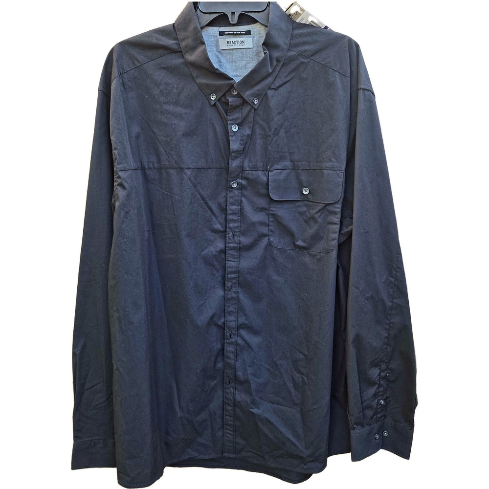 Kenneth Cole Reaction Mens XXL Black Long Sleeve Stretch Button Down Shirt NWT
